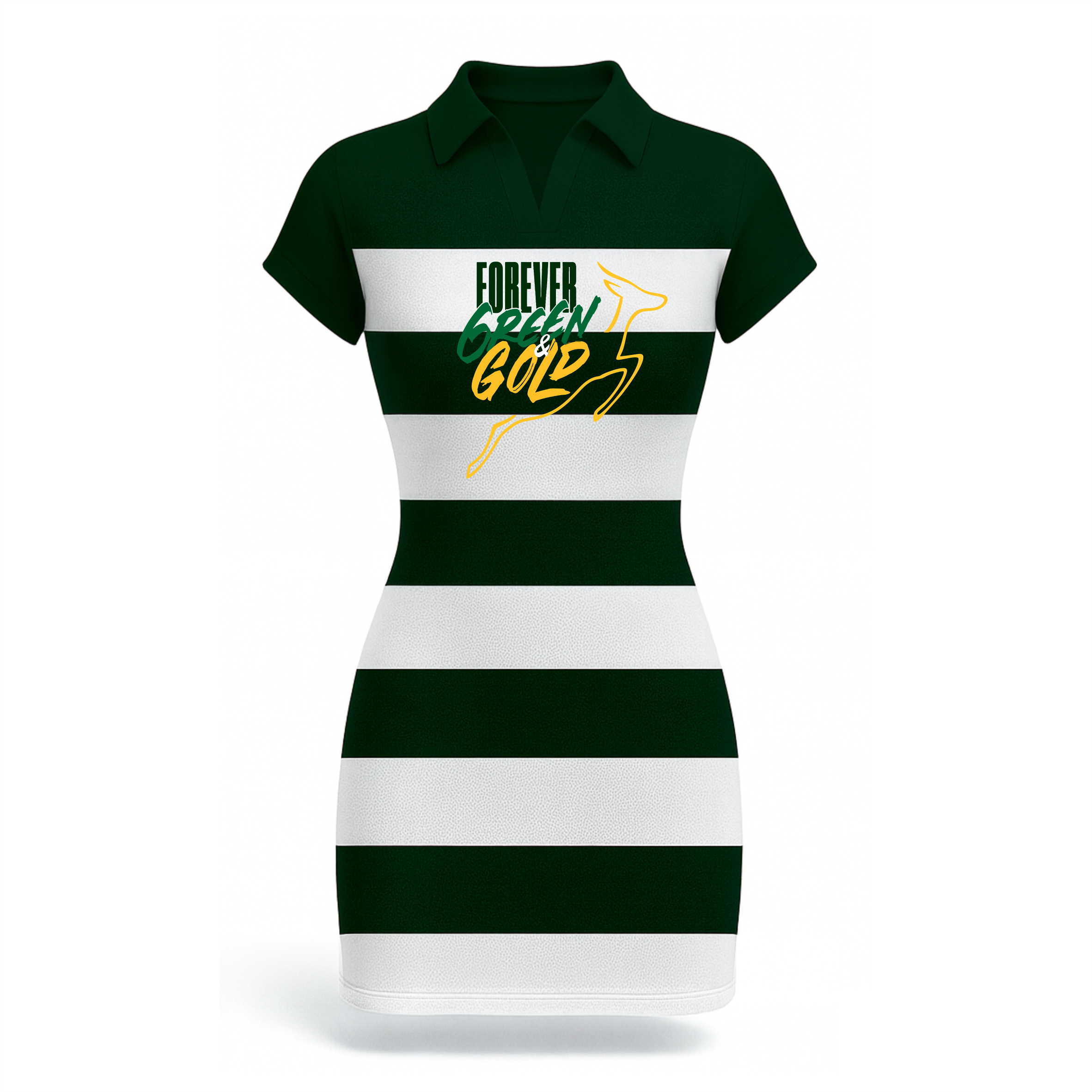 Ladies Fitted Rugby Dress - Green & Gold Glory