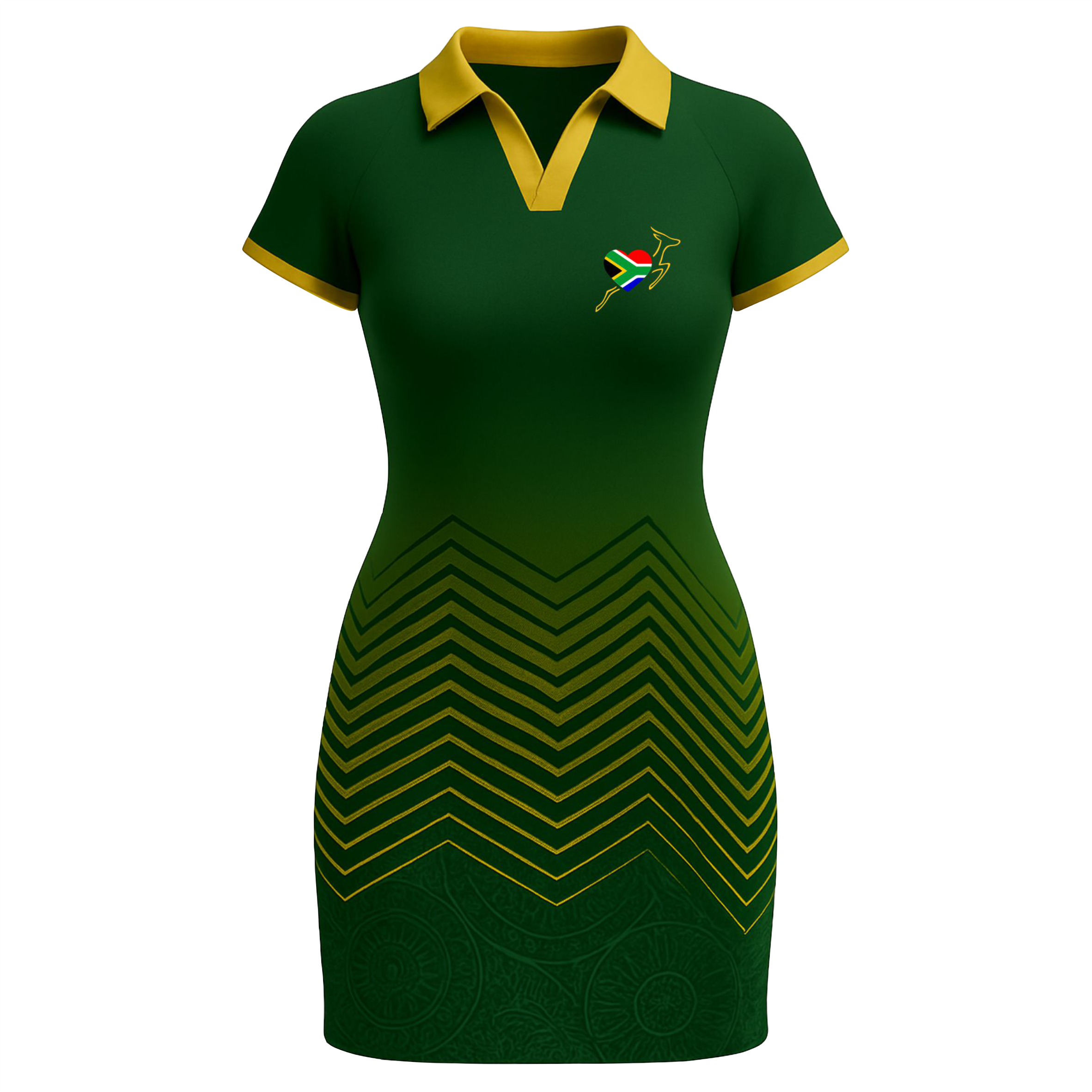 Ladies Fitted Rugby Dress - Green & Gold Glory