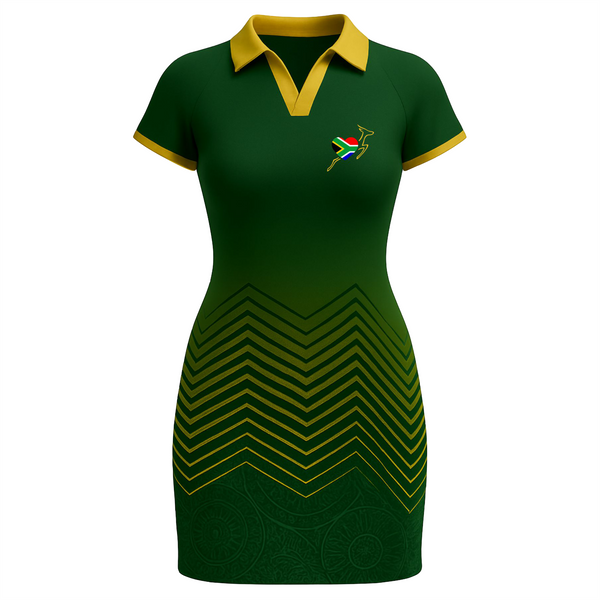 Ladies Fitted Rugby Dress - Green & Gold Glory